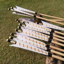 Archery 32" Wooden Arrows 5" Feather Traditional Bow Longbow Recurve Bow Hunting