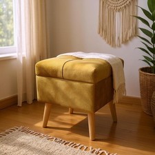 Mustard Yellow Velvet Ottoman