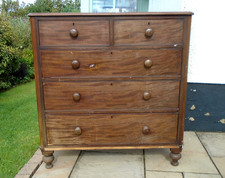 Antique Georgian James Winter London Mahogany Chest of 5 Drawers Victorian