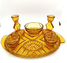 Art Deco Amber Pressed Glass