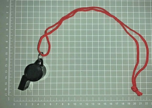 Black plastic sports whistle - black,