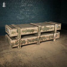 Military Shipping Crates, Pair of Green Painted Wooden Aircraft Part Shipping Bo