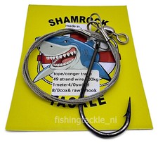 Shamrock Tackle Tope Conger 49 Strand Wire Trace 100kg #8/0 Hook Fishing Rig