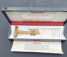 Vintage 1962 22ct Gold Plated Gillette “Slim Adjustable”  Safety Razor Set