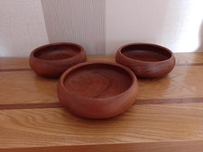 Vintage Wooden Teak Snack Salad Bowls Made In Thailand X 3