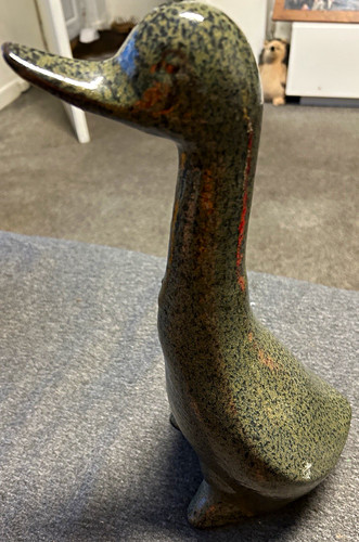 Glazed ceramic duck figurine - glazed,