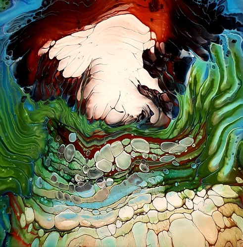 Original acrylic fluid art - fluid,