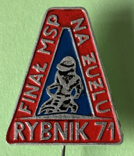 1971  WORLD  FINAL  POLAND  RYBNIK  RED  OUTER   SILVER   SPEEDWAY    BADGE