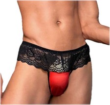 Men’s CD TV  Sheer & Lacy Stretch Thongs Knickers Panties Briefs Size XXL 38/40”