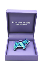 Brooch Scottish Terrier Dog Design Genuine Heather Gems Unique Celtic 