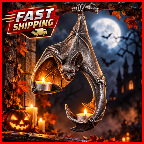 Gothic bat candle holder - holder, wall