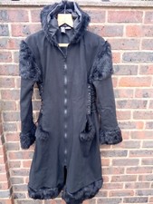 NECESSARY EVIL LADIES HOODED BLACK GOTHIC HALLOWEEN BOHO COAT SIZE 14