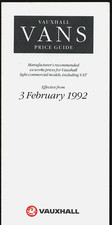 Vauxhall Vans Prices & Options 1992 UK Market Foldout Brochure Nova Astra Rascal