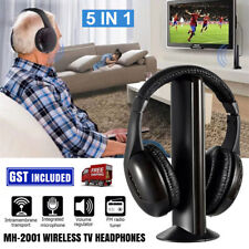 Wireless TV Headphones 5 In 1 Home Headset For TV Watching TV Ear Microphone UK