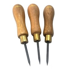 3pc Bradawl Set Wooden Handle