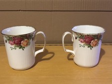 Royal Albert Old Country Roses Coffee Mugs Set of 2 -1st Quality 1962 Backstamp 