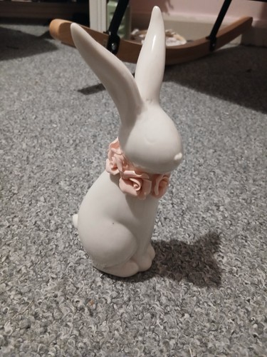 Rabbit ornament white pink - rabbit,