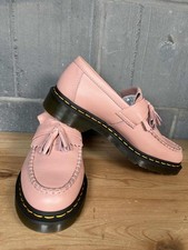Dr Martens Adrian Women's Virginia Leather Peach Beige Tassel Loafer Shoes