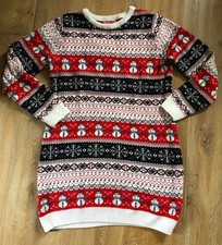 Next Fair Isle Snowman Snowflake Christmas Jumper Dress Size 14