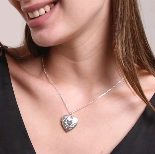 Heart locket necklace silver - heart,