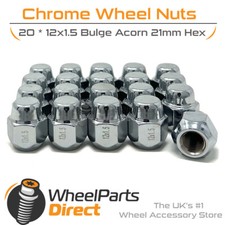 Wheel Nuts (20) 12x1.5 Chrome for Kia Sportage [Mk3] 10-15 on Original Wheels