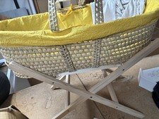 Clair De Lune Yellow Moses Basket With 2 Mother Care Sheets with Foldable Stand