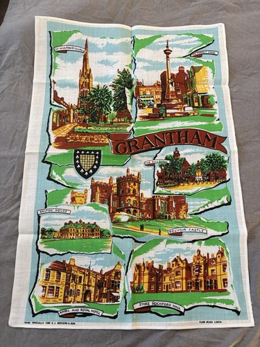 Vintage grantham tea towel - grantham,