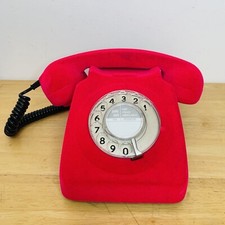 Pink Flocked Rotary Telephone Landline Retro Style Bright Handset Phone Rare