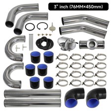 Universal 3.0" 76mm Aluminum Intercooler Pipe + BOV Turbo Blow Off Valve Kit BK