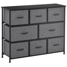 HOMCOM Chest of Drawers Bedroom Dresser with 8 Fabric Drawers, Dark Grey