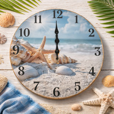 Wooden Beach Wall Clock 30cm
