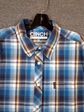 Cinch Mens Shirt XL Blue Plaid