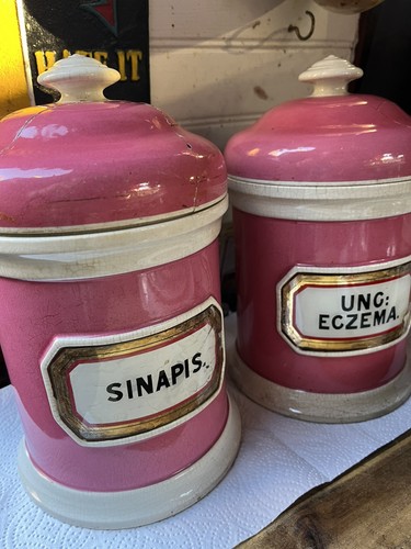 Pair antique pink ceramic - pair,