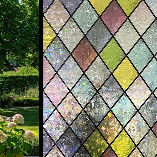 Rainbow frosted window - window, film