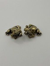 Two Cute Brass Frog Ornaments - Collectible - Lovely Little Items
