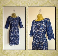 Stunning Untold Size 12 Navy Blue Lace Pencil Occasion Christmas NYE Party Dress