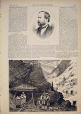 Original Old Antique Print Piggot Mining Colorado Mountain America Usa 1874 19th