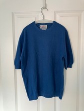 Ballantyne 100% Cashmere Blue/Cerulean Short-Sleeved Sweater, UK size 10
