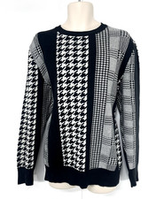 ZARA Black Grey COTTON Blend Retro Vintage Style Mens Crew Neck Jumper size XL