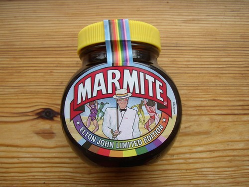 Sealed glass marmite jar elton - sealed,