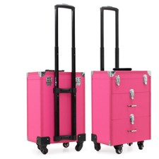 LARGE Makeup Trolley Case Nail Technician Beauty Cosmetic Organizer Box 2Drawers