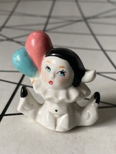 Vintage Small pierrot clown with balloons ornament Figurine 80s Retro