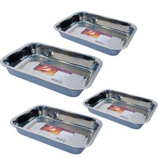 BAKING TRAY STAINLESS STEEL DEEP ROASTING OVEN PAN GRILL BAKE COOK DISH KITCHEN
