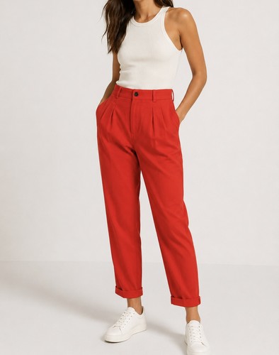 Zara womens red trousers - trousers, size