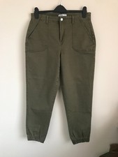 Khaki Green Stretch Army Combat Cuffed Jeans Joggers Trousers size 14 Primark