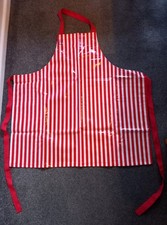 Red and White Striped PVC Coated Cotton Apron Adults Unisex