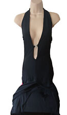 Long Stripper Dress Black Size 10 12 Sexy Plunge Pole Dancing Outfit Diamante