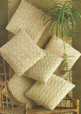Aran Cushion Knitting Patterns in 6 designs 14" square  618