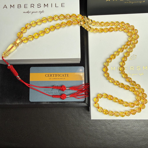 Lemon diamond amber - amber, misbaha