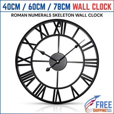 Extra Large Roman Numerals Skeleton Wall Clock Big Giant Open Face Round Clocks